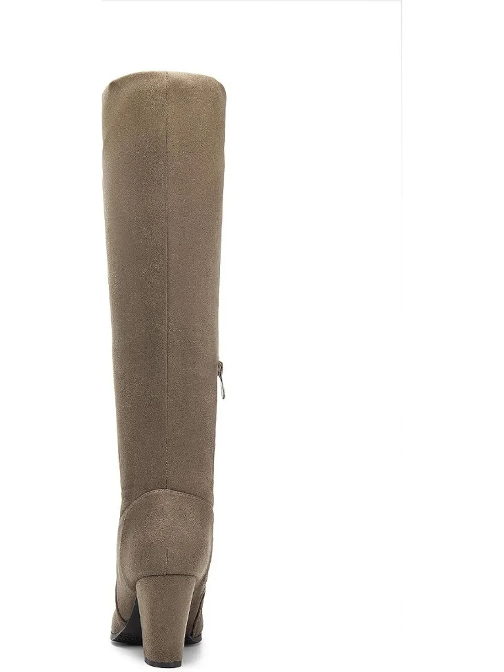 Women's Khaki Faux Fur Lined Square Toe Side Zipper Knee High Riding Boots